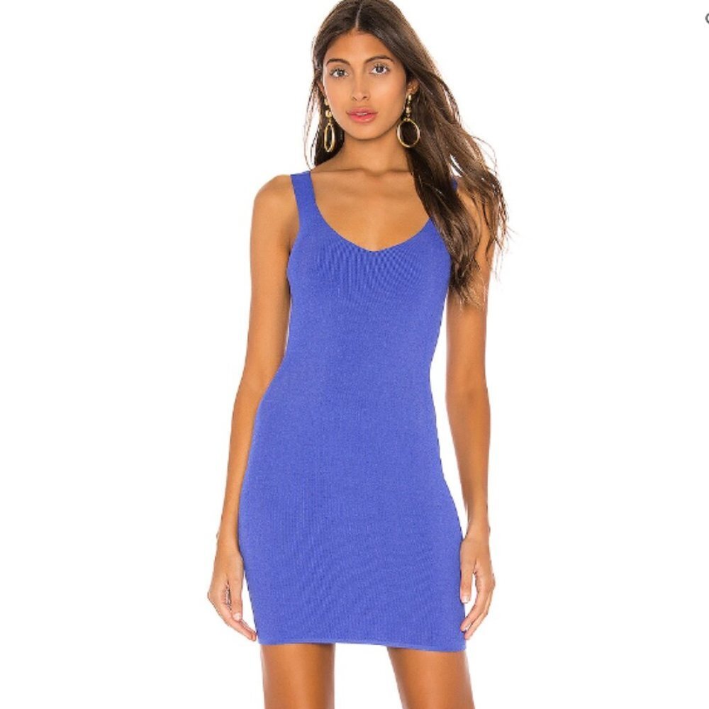 NWOT superdown Sophia Deep V Dress in royal blue size small